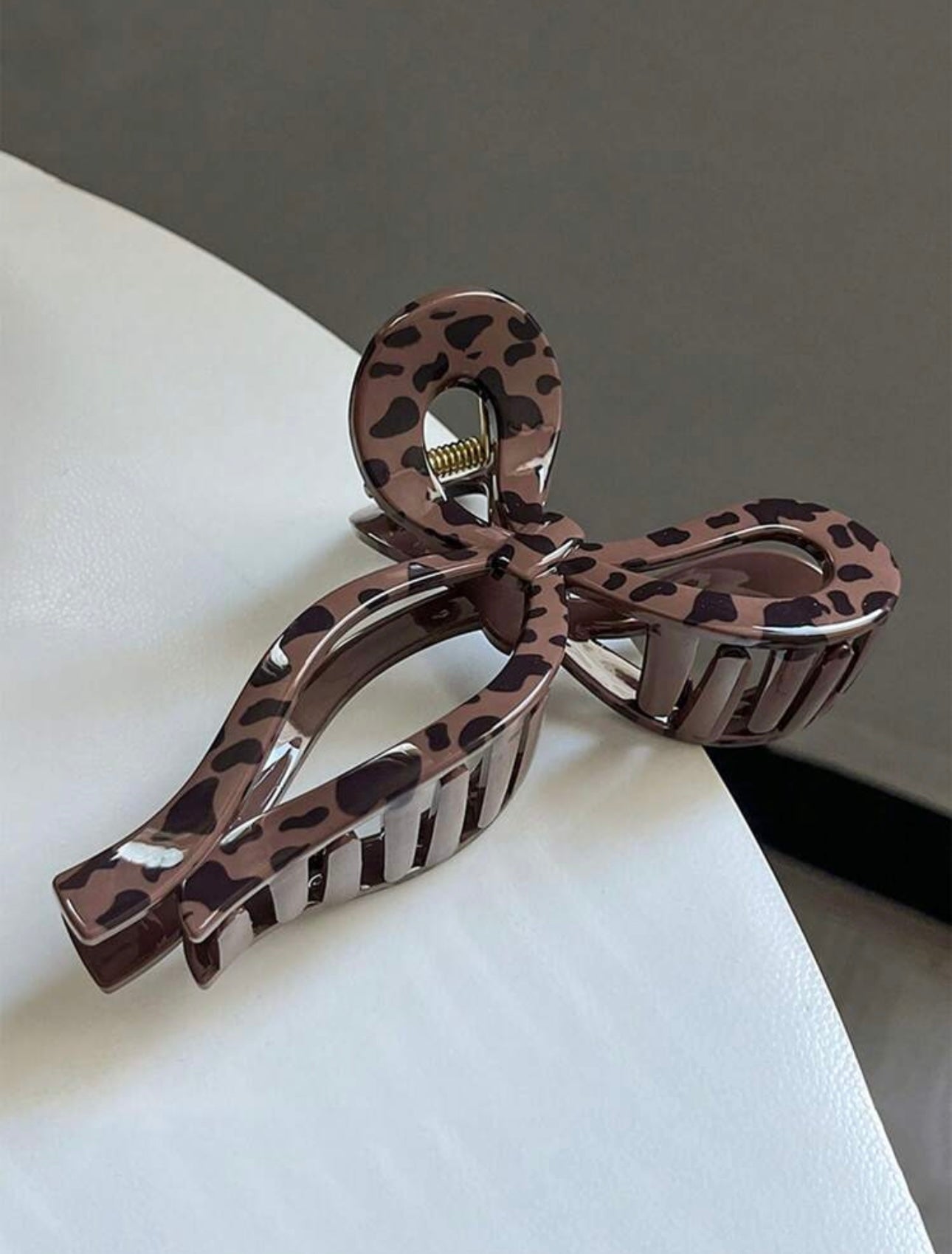 Brown Leopard Bow Hair Clip