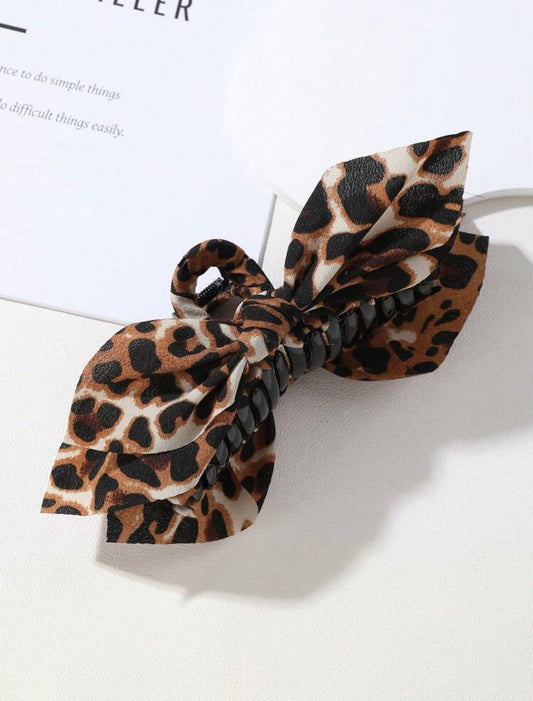 Leopard Bow Claw Clip