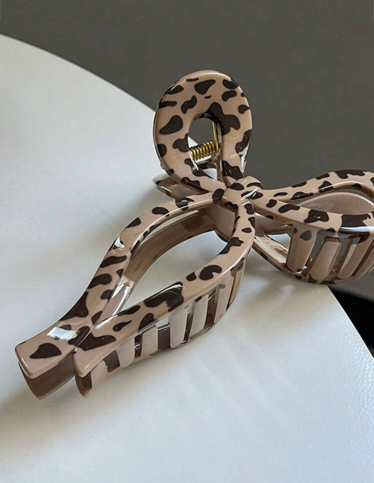 Tan Leopard Bow Hair Clip